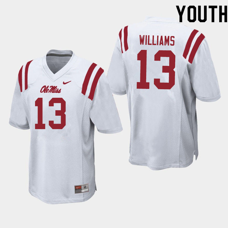 Sam Williams Ole Miss Rebels NCAA Youth White #13 Stitched Limited College Football Jersey ULK6158GX